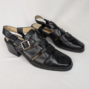 Vintage Apostrophe Leather Fisherman Heels Leather